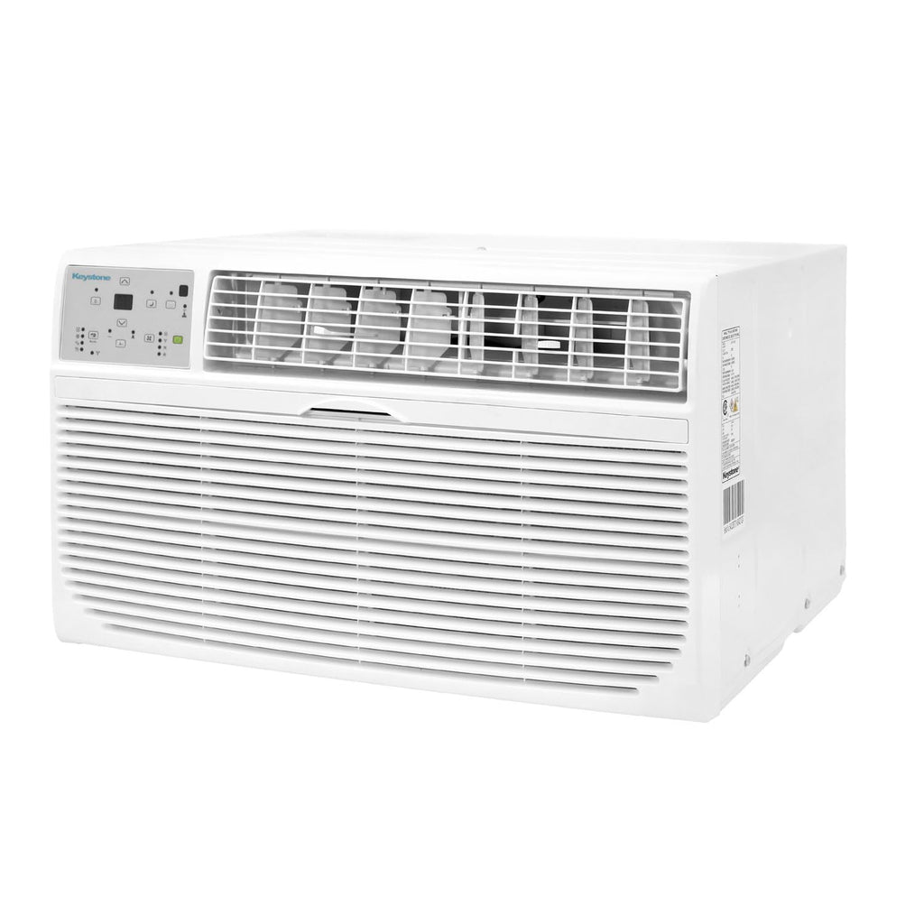 Keystone 8,000 BTU Wall Mounted Air Conditioner with Supplemental Heat and Dehumidifier Function, 115V, Wall AC for Small-Medium Sized Rooms up to 350 Sq.Ft. with Remote, Quiet, High Efficiency AC