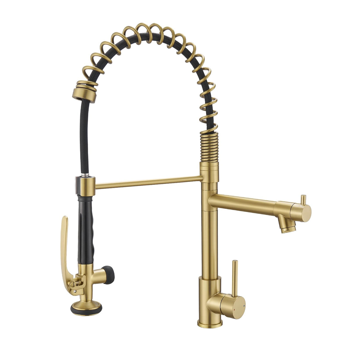 Fapully Black Kitchen Faucet with Pull Down Sprayer,Commercial LED Kitchen Faucet,Single Handle Single Hole Kitchen Sink Faucets