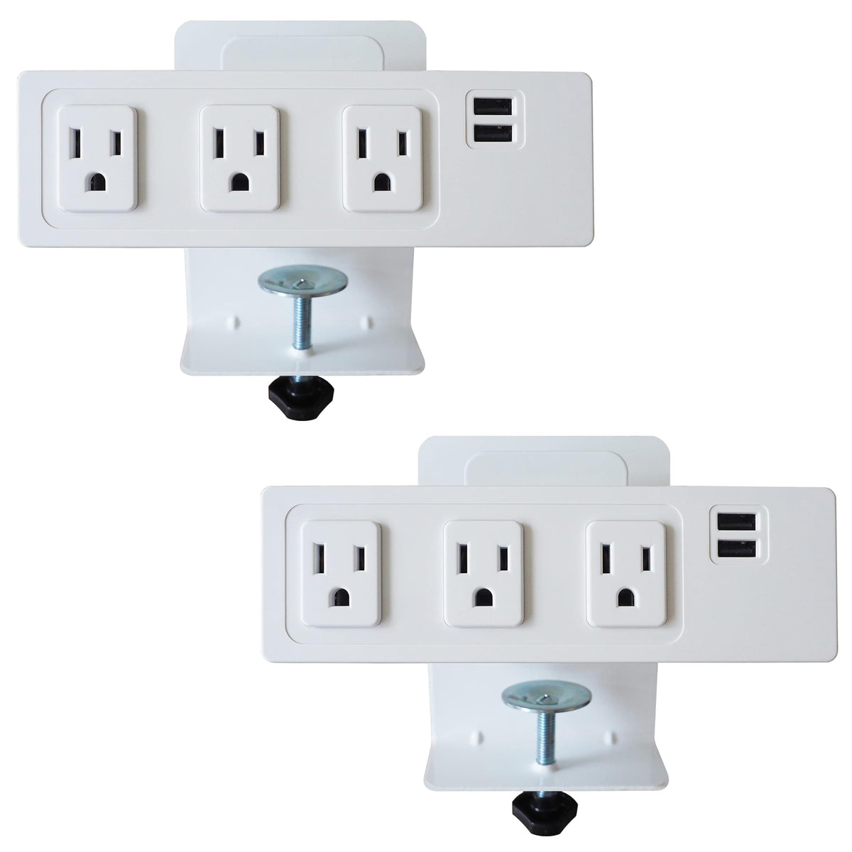 Electriduct Desk Clamp Power Strip Surge Protector 30W USB Type C Fast Charger - 3 AC Outlets, USB-C & USB-A Charging Ports Edge Mount Charging Station, UL Listed, 8FT Extension Cord, Black, 2-Pack
