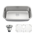 32 Inch Undermount Curved Spacious Single Bowl Kitchen Sink