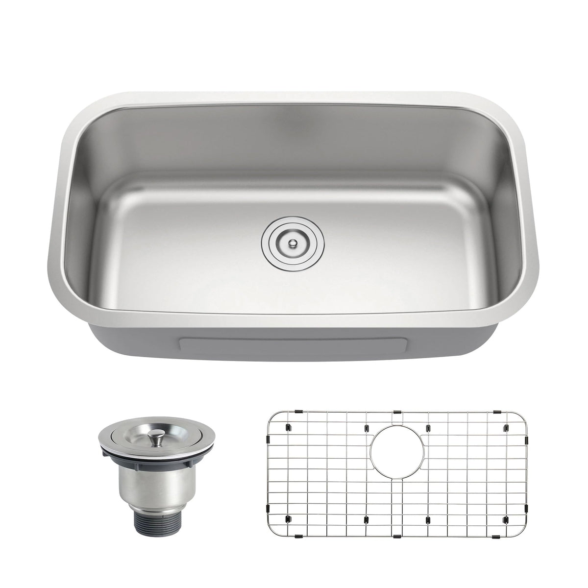 32 Inch Undermount Curved Spacious Single Bowl Kitchen Sink