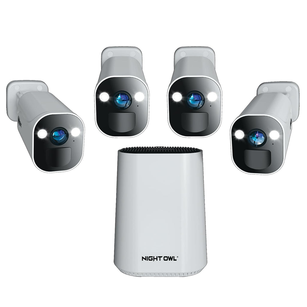 Night Owl 8-Ch Wireless Wi-Fi Hub, 4 2K Cams, 64GB microSD, 2-Way Audio