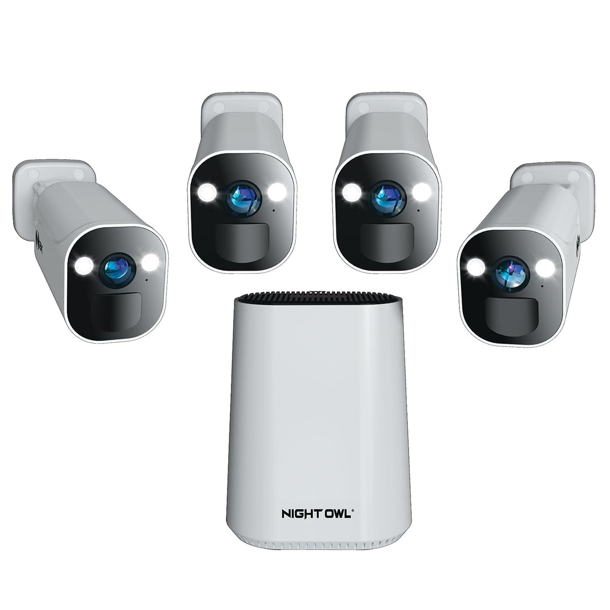 Night Owl 8-Ch Wireless Wi-Fi Hub, 4 2K Cams, 64GB microSD, 2-Way Audio
