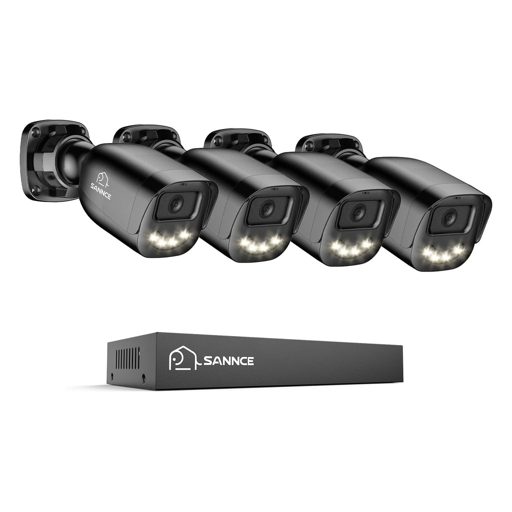 SANNCE 1080P Security Camera System - DVR with 4PCS Cameras(128GB SD Card)