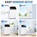 GarveeLife 14000 BTU Portable Air Conditioners, 4-in-1 Indoor AC Unit with Cooling, Dehumidifier, Fan, Follow Me, 24-Hour Timer, Remote Control & Window Kit for Bedroom, Home Office, Apartment,