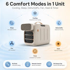 MEGAWISE Portable Air Conditioner and Heater, 420W 110V Compact AC Unit with Remote Control, 1400W Cooling Capacity, 800W Heating, Dehumidifier, Fan, Sleep Timer, Champagne
