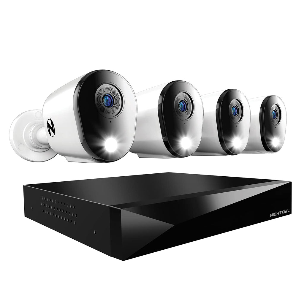 Night Owl 12-Ch Wired DVR System, 4 2K Cams, 1TB HDD, 2-Way Audio