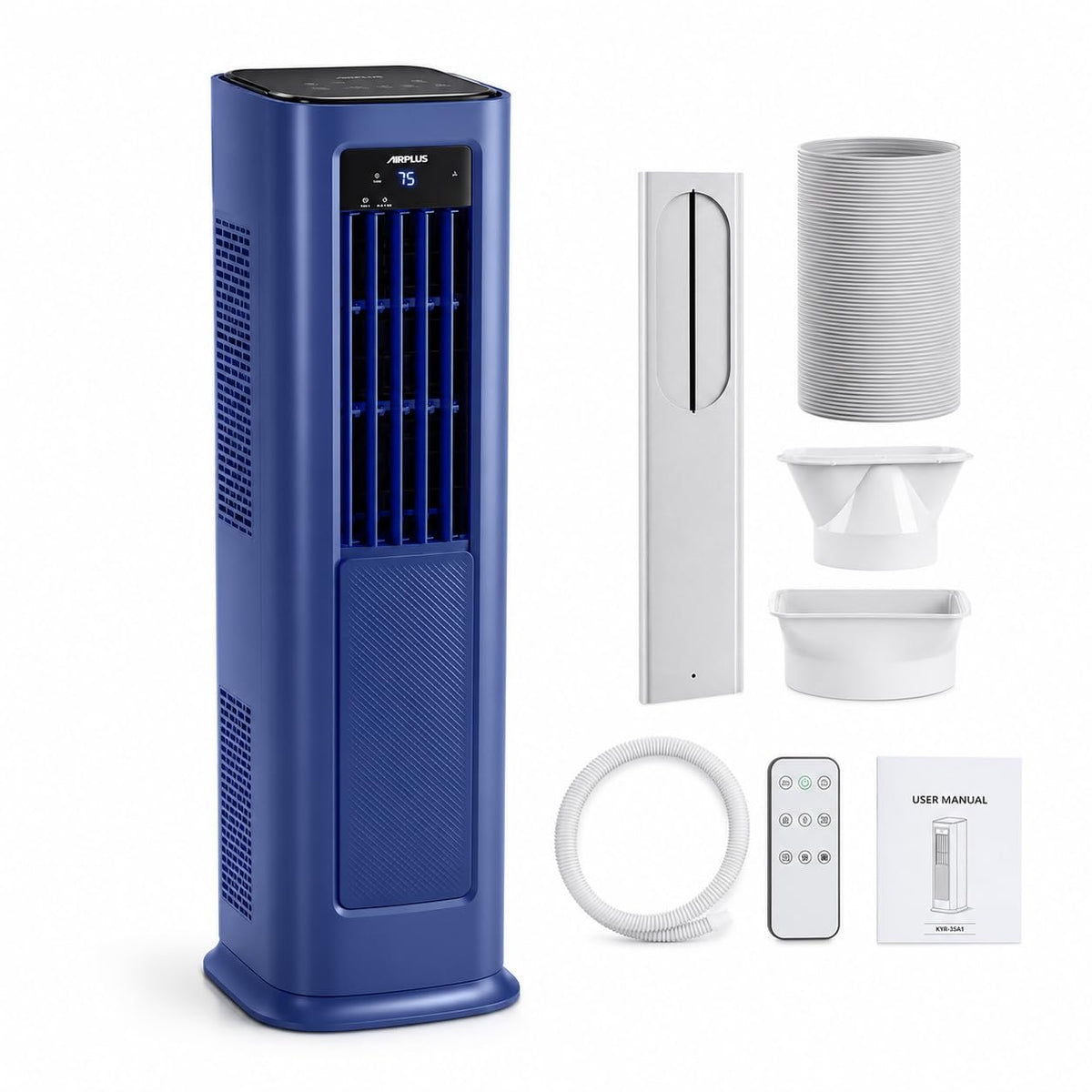AIRPLUS Smart Portable Air Conditioner, 12,000 BTU Cooling/Heating Air Conditioner for Bedroom with Drainage-free Cooling, Dehumidifier, Fan, 24h Timer for 700 Sq Ft Rooms, Blue