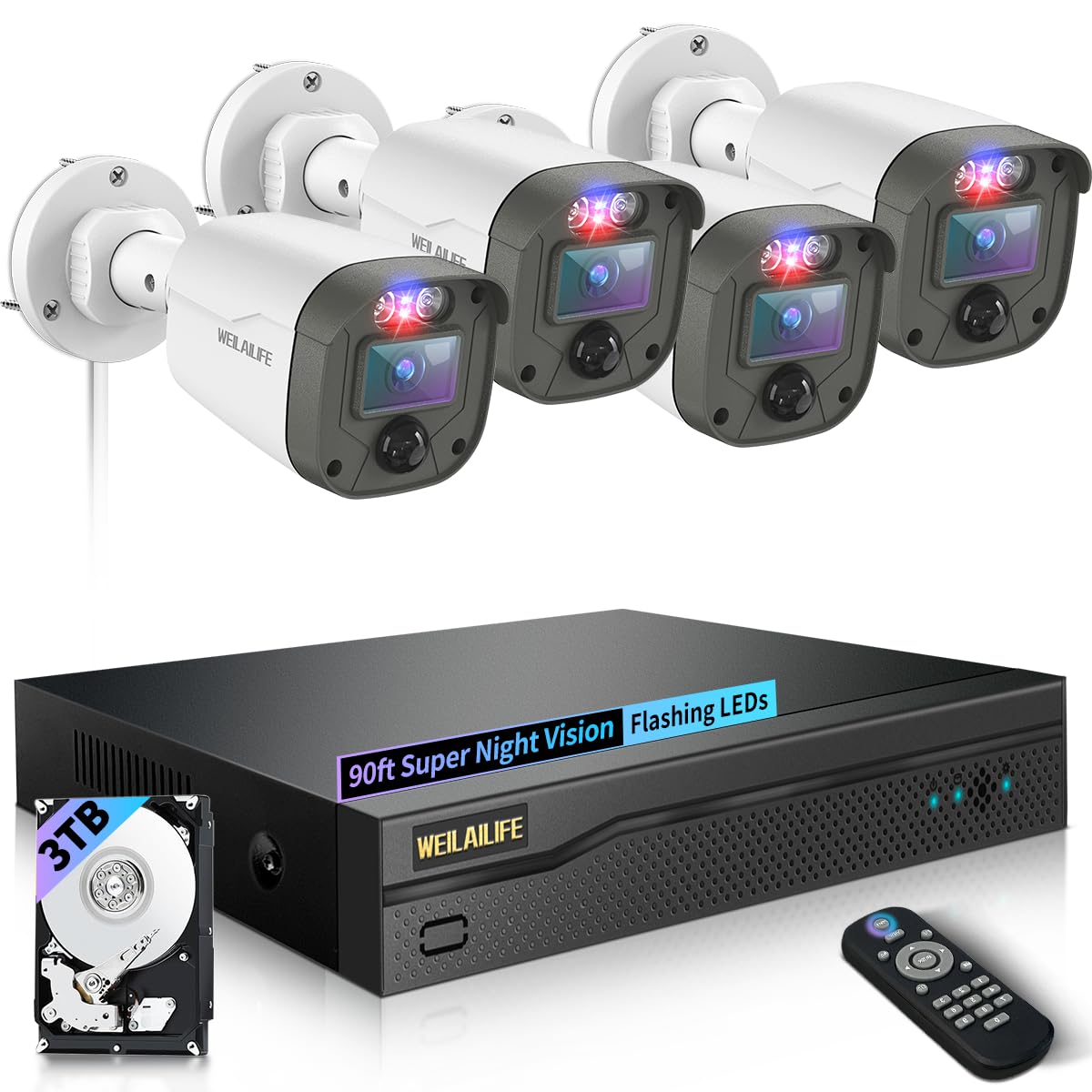 5MP Outdoor Wired Security Camera System, CCTV Video Surveillance System