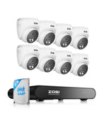 ZOSI C220 8CH 5MP NVR with 8 x 4MP Audio PoE CCTV Camera System, 2TB HDD