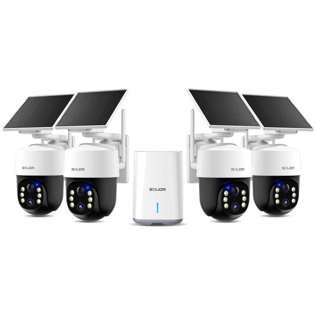 SOLIOM 4K Solar Security Cameras Wireless Outdoor System, 4-Cam Kit