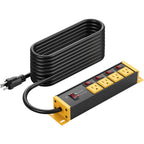 CCCEI 12 Gauge Long Extension Cord, Individual Switches, Yellow, 100FT.