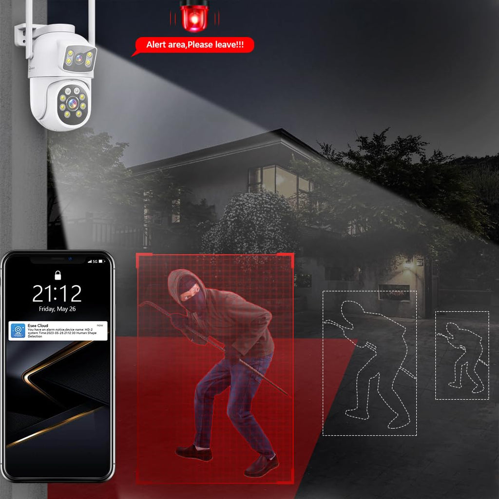 MOVOLS Wireless Security Camera System 5G/2.4G WiFi 8pcs 4MP+4MP Dual Lens Camera System,2K HD PTZ Dome Cameras System with Color Night Version, Motion Detection,2TB HDD, 16CH