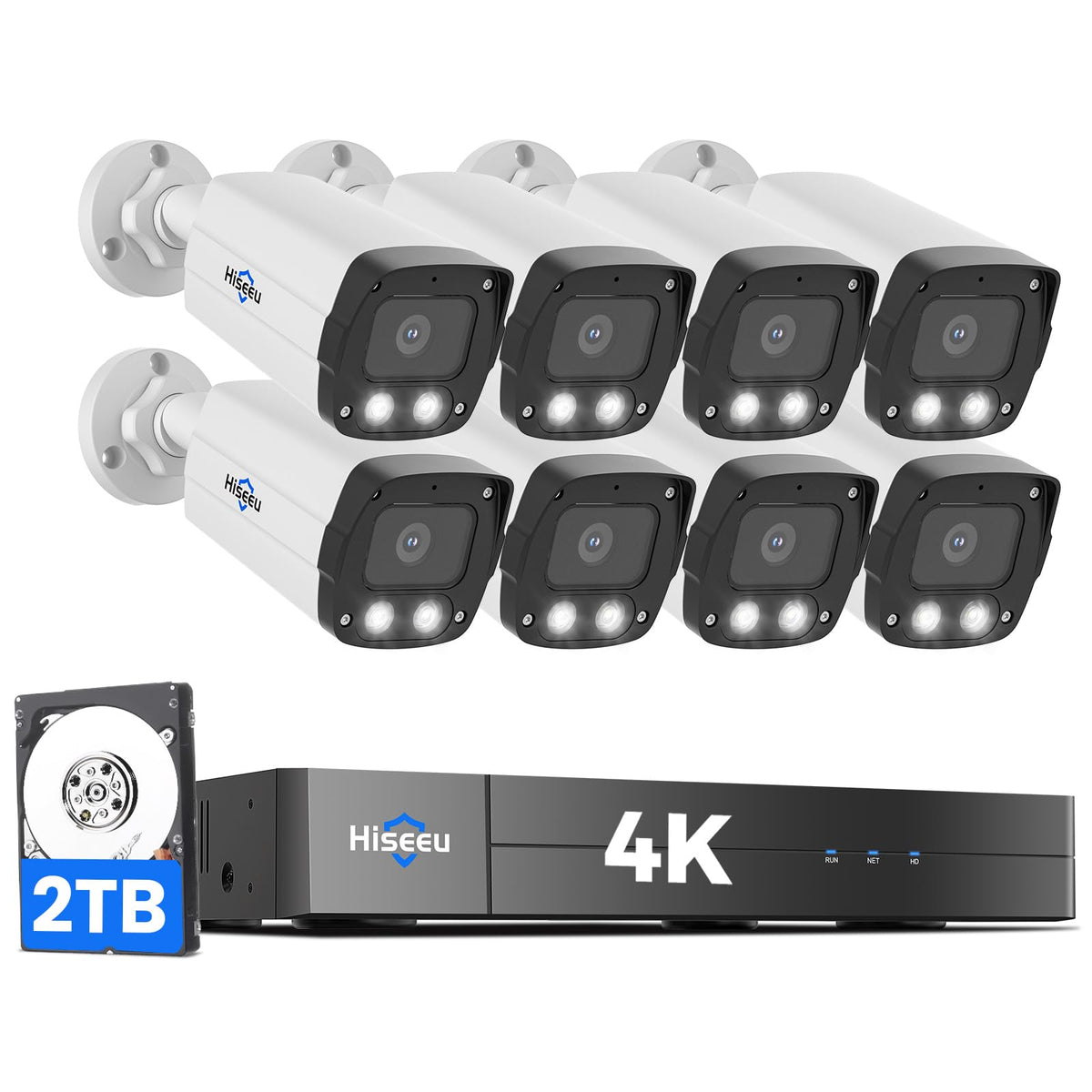 【121°Wide View】 Hiseeu 4K PoE Security Camera System, 8 Pcs 5MP IP Cameras