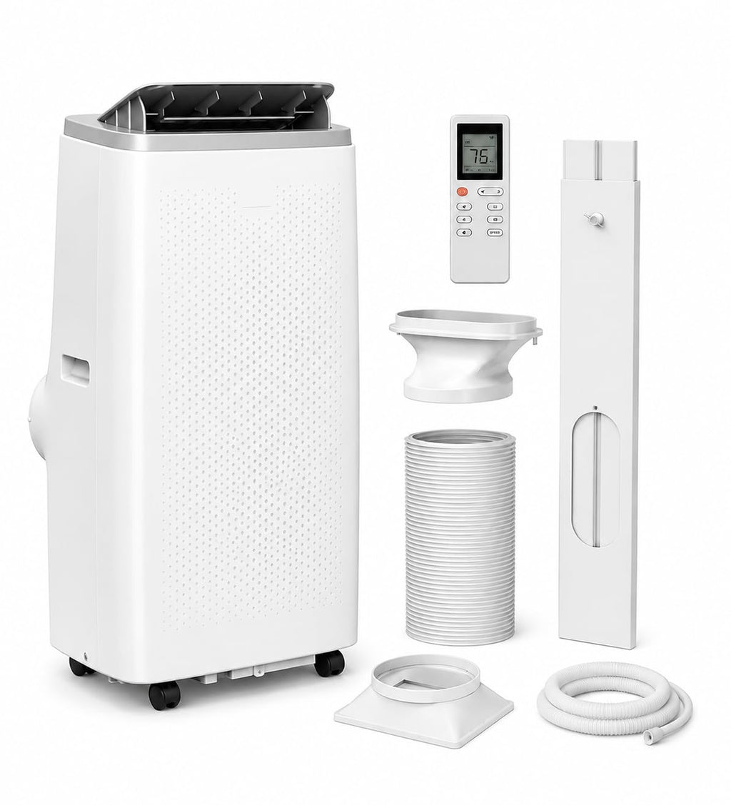 GarveeLife 14000 BTU Portable Air Conditioners, 4-in-1 Indoor AC Unit with Cooling, Dehumidifier, Fan, Follow Me, 24-Hour Timer, Remote Control & Window Kit for Bedroom, Home Office, Apartment,