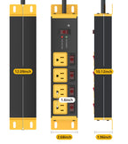 CCCEI 12 Gauge Long Extension Cord, Individual Switches, Yellow, 100FT.