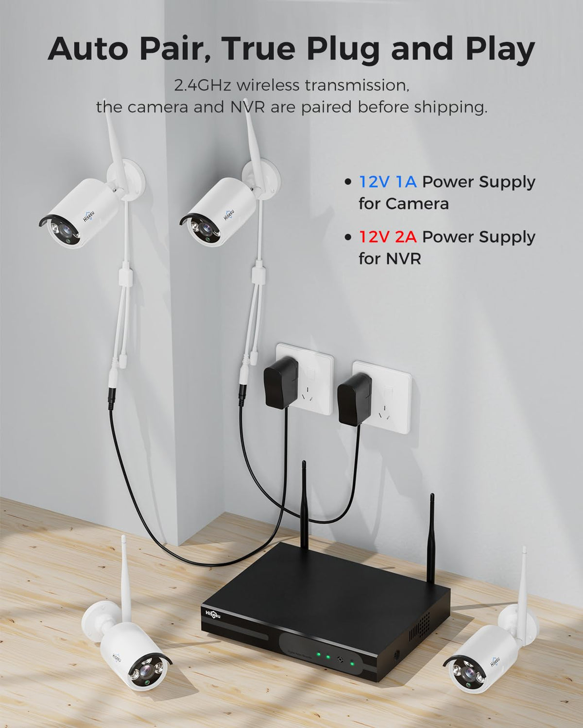 Hiseeu 3MP CCTV Home Security Camera System Outdoor, 2.4G/5G Wireless WiFi