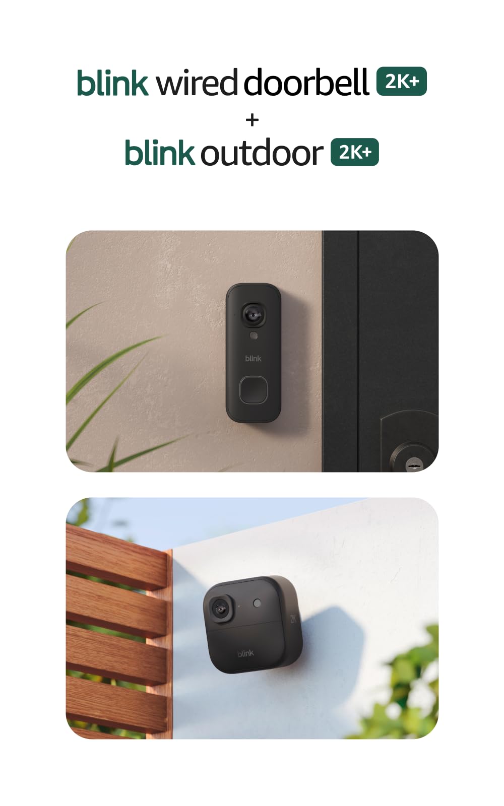 Blink Wired Doorbell 2K+ (all-new) and Outdoor 2K+ (newest model) — 2K video, enhanced audio. Sync Module Core included - 5 Cameras + Video Doorbell - (Black)