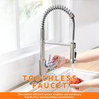 OWOFAN Touchless Pull Down Kitchen Faucet LED Light Brushed Nickel