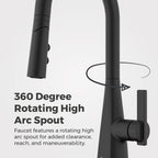 Pfister Exemplar Kitchen Faucet with Pull Down Sprayer Single Handle High Arc Matte Black Kitchen Sink Faucet NSF Certified Spot Defense Finish 1 or 3 Hole F5297EPSDB
