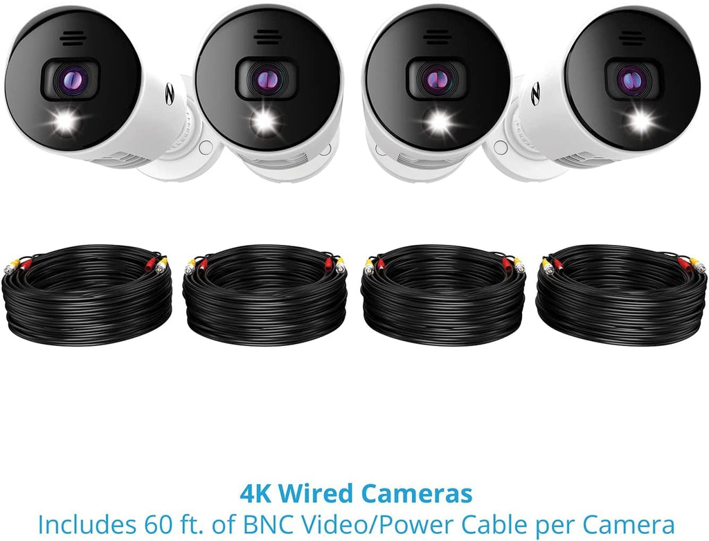 Night Owl 8-Ch Wired DVR System, 4 4K Cams, 1TB HDD, Siren
