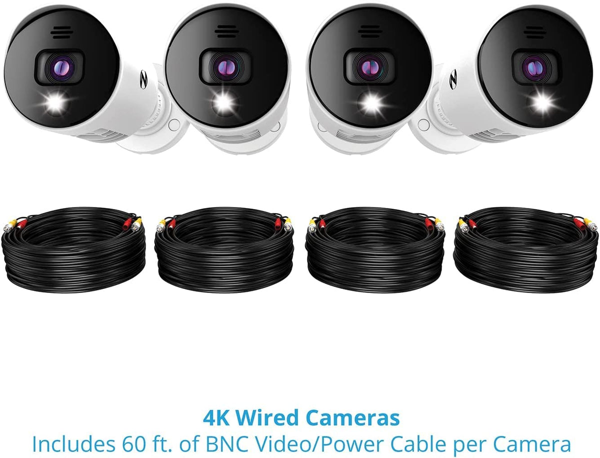 Night Owl 8-Ch Wired DVR System, 4 4K Cams, 1TB HDD, Siren