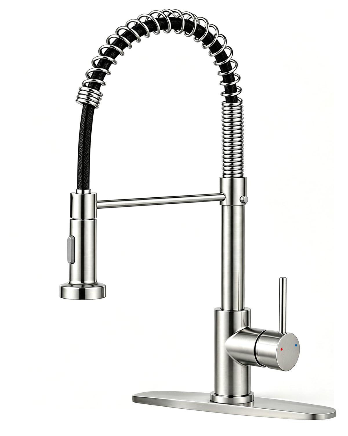 OWOFAN Touchless Pull Down Kitchen Faucet LED Light Brushed Nickel