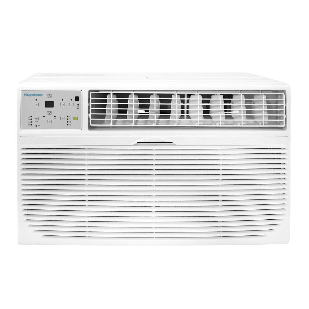 Keystone 8,000 BTU Wall Mounted Air Conditioner with Supplemental Heat and Dehumidifier Function, 115V, Wall AC for Small-Medium Sized Rooms up to 350 Sq.Ft. with Remote, Quiet, High Efficiency AC