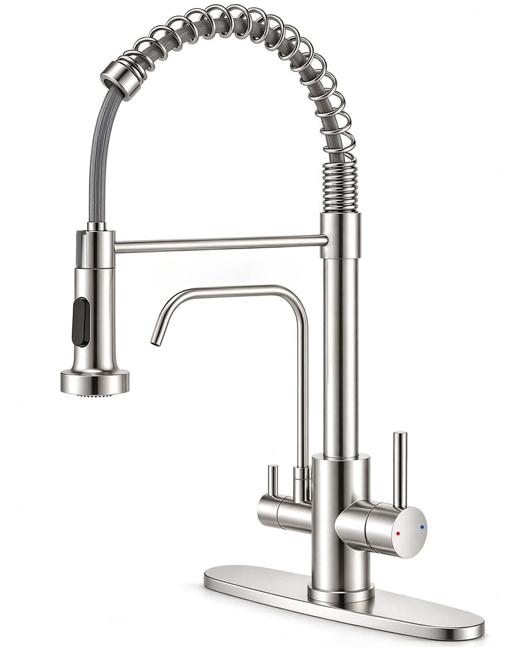 OWOFAN Touchless Pull Down Kitchen Faucet LED Light Brushed Nickel