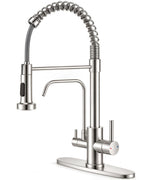 OWOFAN Touchless Pull Down Kitchen Faucet LED Light Brushed Nickel