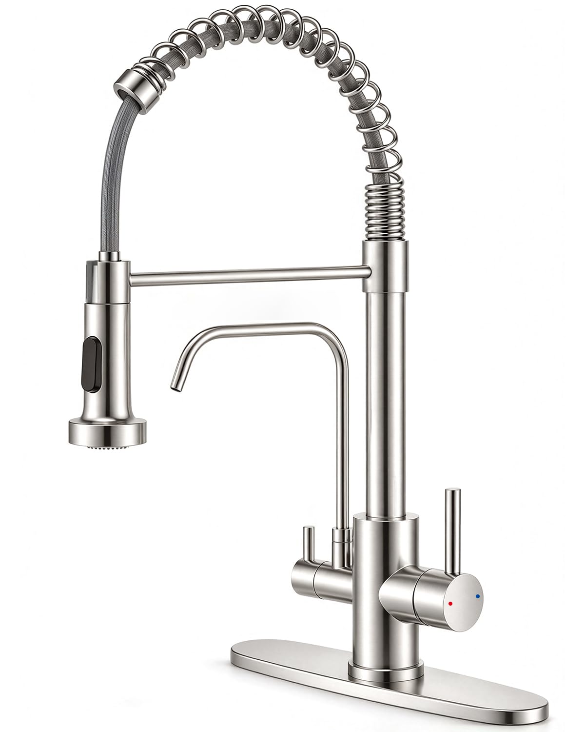 OWOFAN Touchless Pull Down Kitchen Faucet LED Light Brushed Nickel
