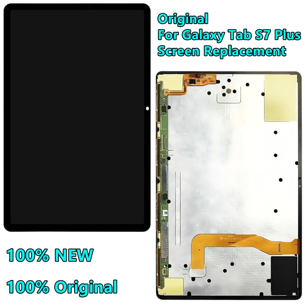 12.4" Original for Samsung Galaxy Tab S7 Plus Screen Replacement Galaxy Tab S7+ SM-T970 SM-T975 SM-T976B Display Touch Screen Digitizer Assembly with Repair Tool
