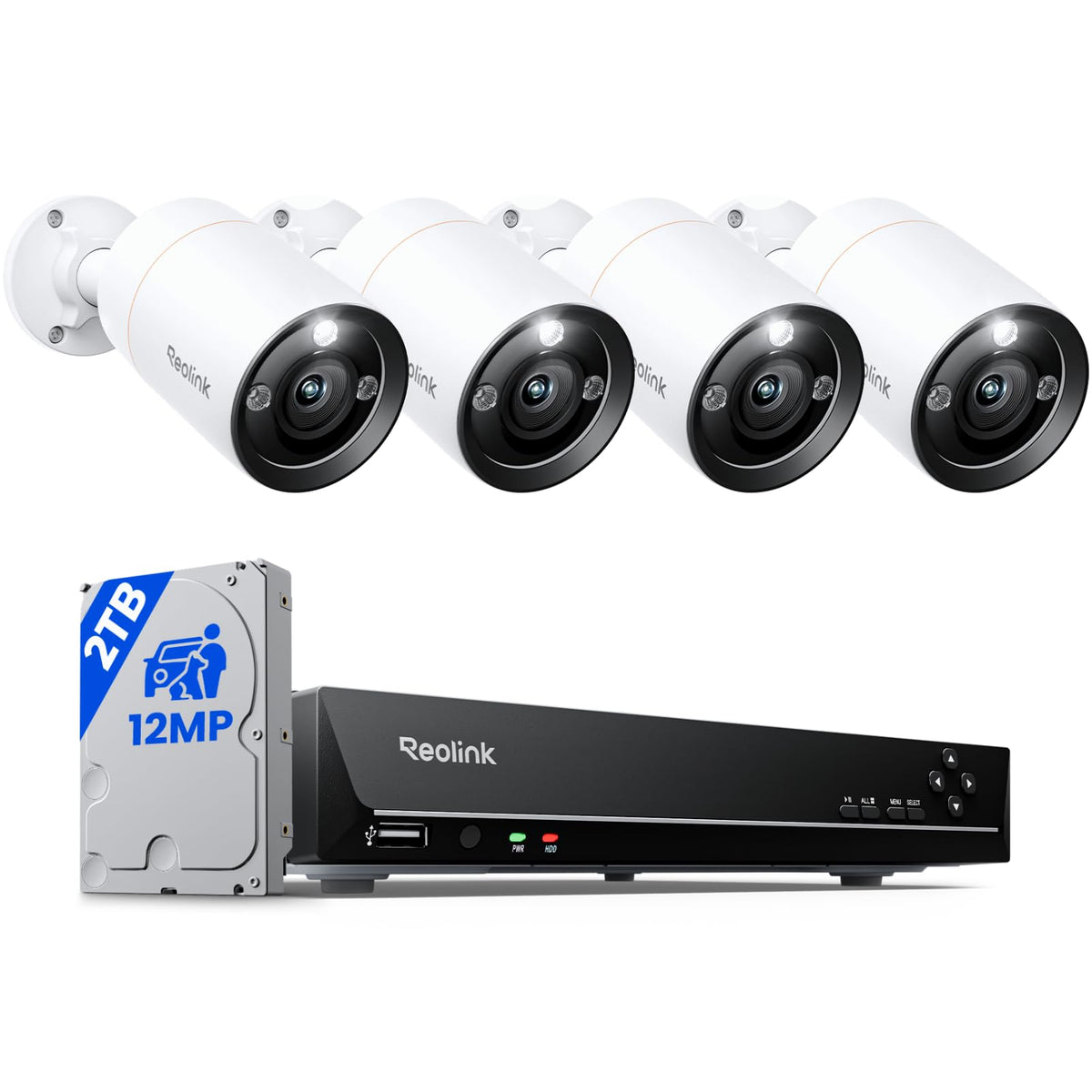 REOLINK 8CH 12MP Wired Security Camera System with 2TB HDD RLK8-1200B4-A