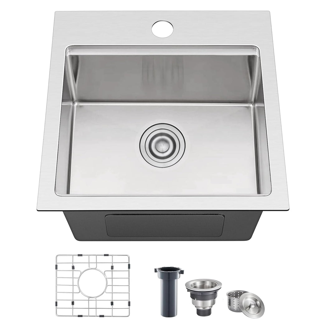 28 Inch Undermount Kitchen Sink Black, 28x18 Gunmetal Black 16 Gauge Stainless Steel Single Bowl Under Mount Commercial Kitchen Sinks 9 Inch Deep Includes Drain