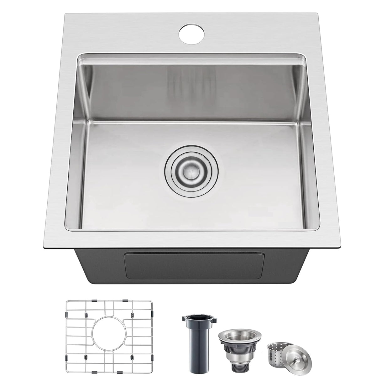 28 Inch Undermount Kitchen Sink Black, 28x18 Gunmetal Black 16 Gauge Stainless Steel Single Bowl Under Mount Commercial Kitchen Sinks 9 Inch Deep Includes Drain