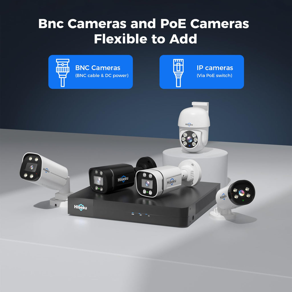 Hiseeu 4K Wired Security Camera System,8PCS 8MP CCTV Cameras,3TB HDD