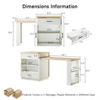 48"-76" Kitchen Islands with Extendable Dining Table, 2-4 People, White