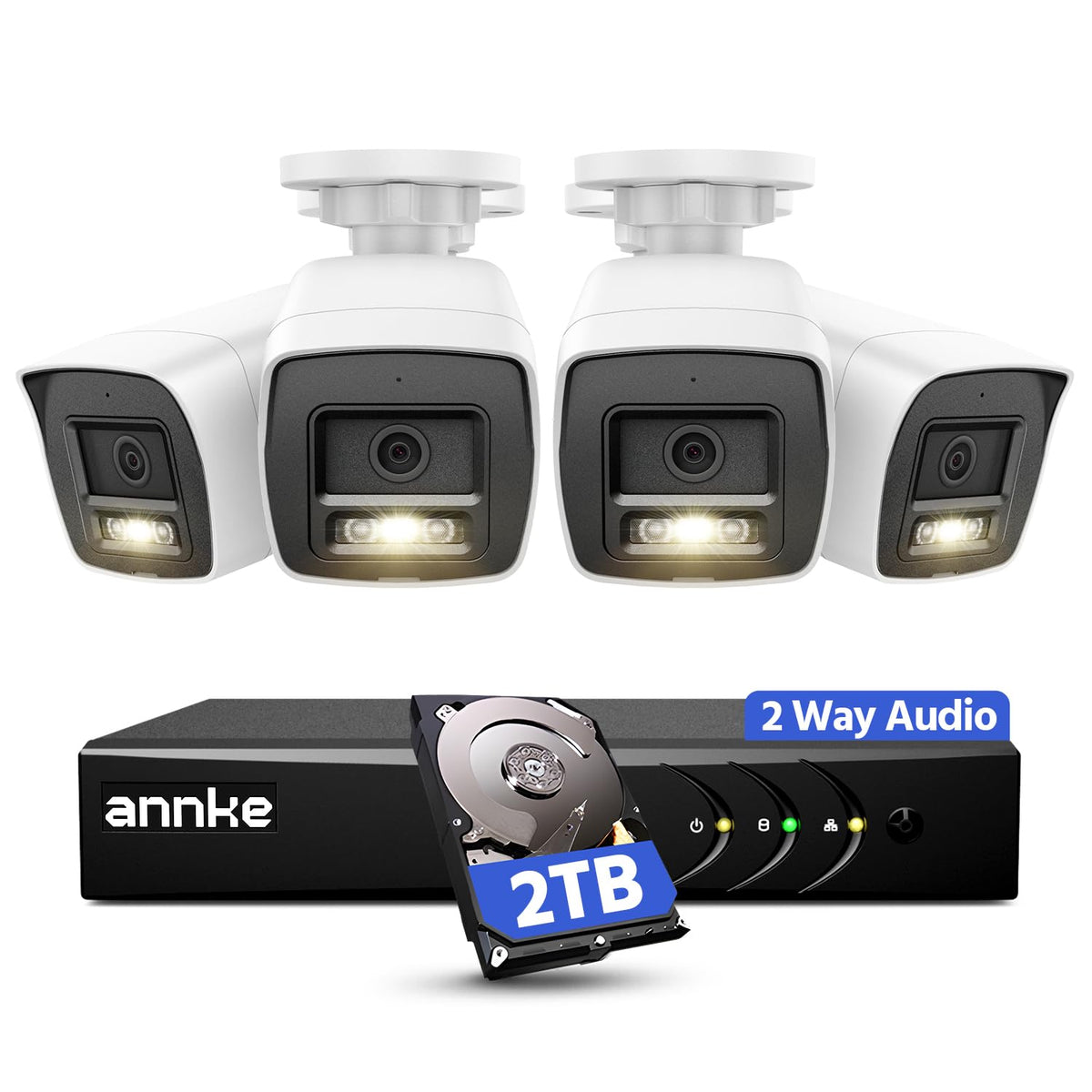 ANNKE 8CH 2MP Two-Way Audio Analog Wired Security Camera System, 2TB HDD