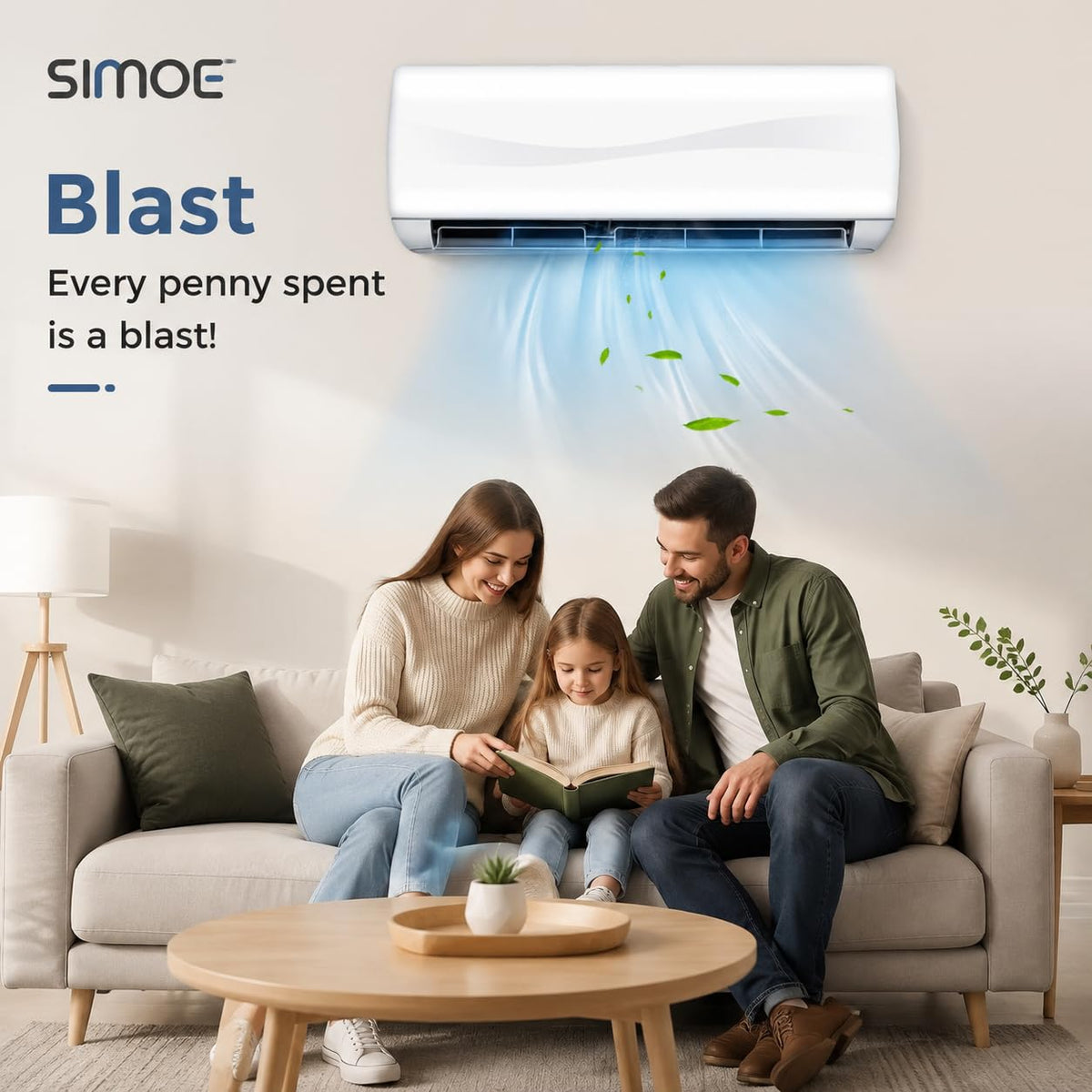 SIMOE 115V Ductless Heat Pump AC, 9000 BTU Cooling, 19 SEER2