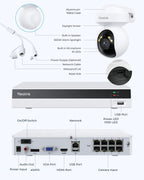 REOLINK 8CH 4K Security Camera System with PT Auto-Tracking RLK8-800PT4