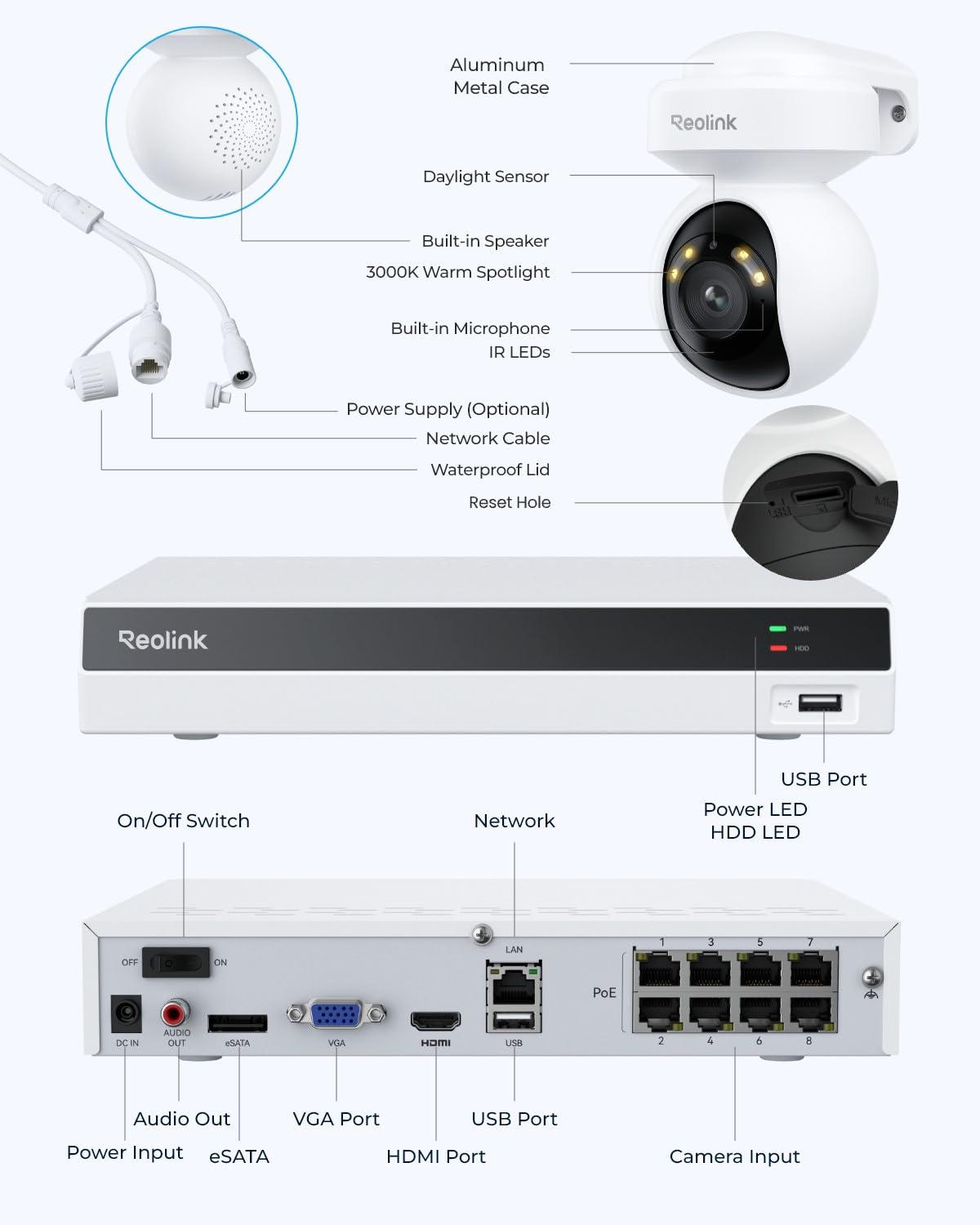 REOLINK 8CH 4K Security Camera System with PT Auto-Tracking RLK8-800PT4