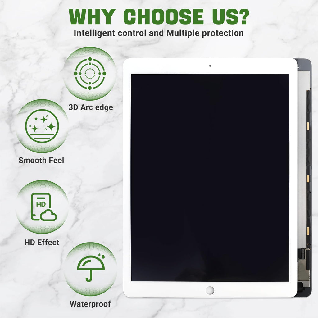 New LCD Display for iPad Pro 12.9 1st Gen 2015 A1652 A1584 Touch Screen Digitizer Assembly Replacement with Upgraded Repair Tools Kit-White