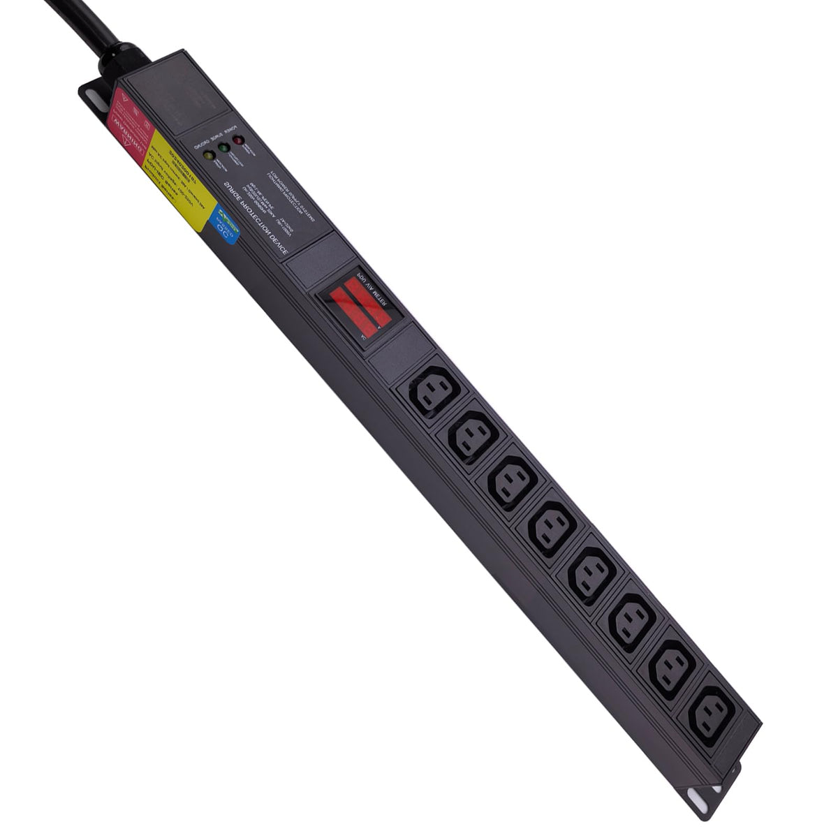 30 amp Metered PDU, 8 Outlets (8 C13) Aluminum Alloy Shell, 120-240V, L6-30P Adapter, 7.2kW, 6 ft. Cord, Anti Electric Shock Module and Voltage Current Display Meter，21X1.75X1.75IN.