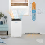 Keystone 14,000 BTU ASHRAE/12,000 BTU DOE Portable Inverter Air Conditioner with Heater, Quiet, High Efficiency Operation and Remote, AC Unit for Apartment, Living Room, Medium Rooms up to 550-Sq. Ft.
