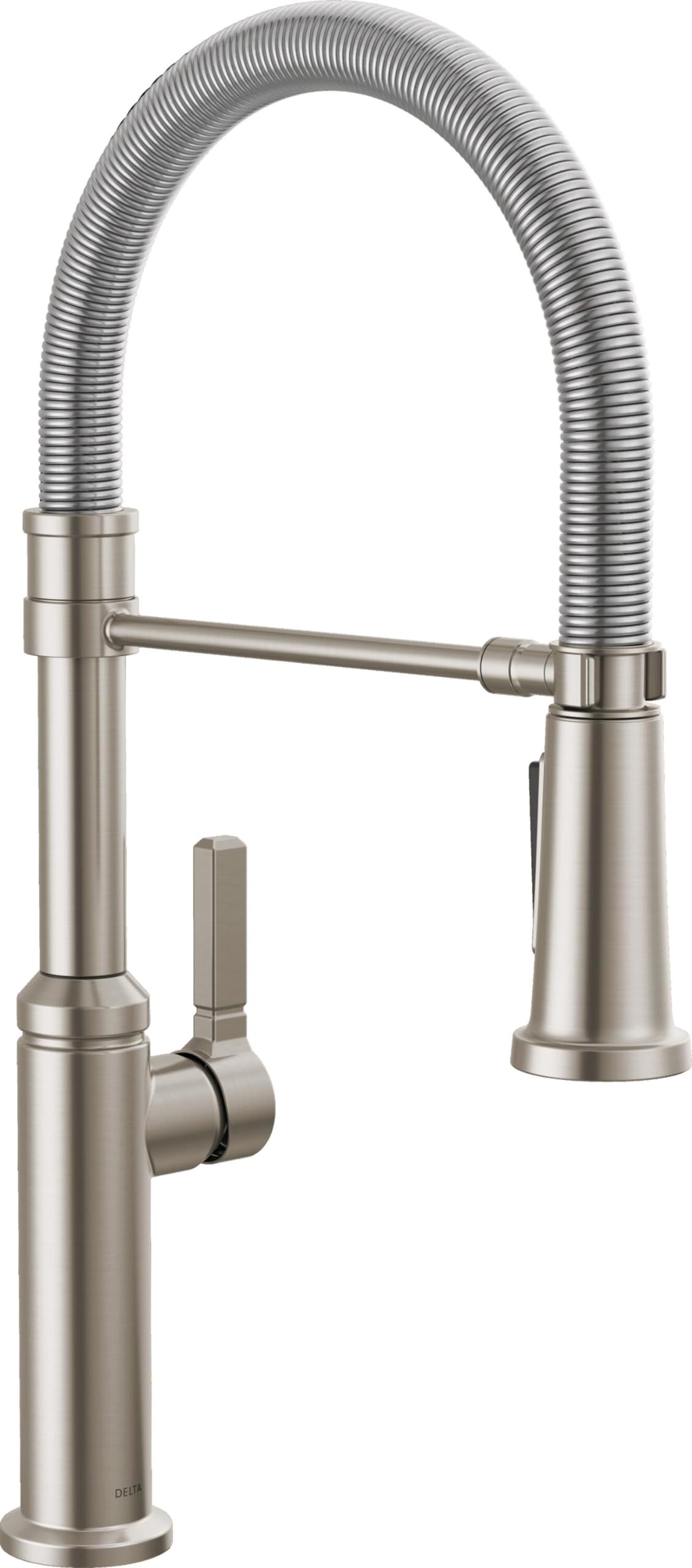 Delta Rhett Pro Style Commercial Kitchen Faucet with Pull Down Sprayer, Single Hole Matte Black Kitchen Sink Faucet, Single Handle, Matte Black 18829-DST