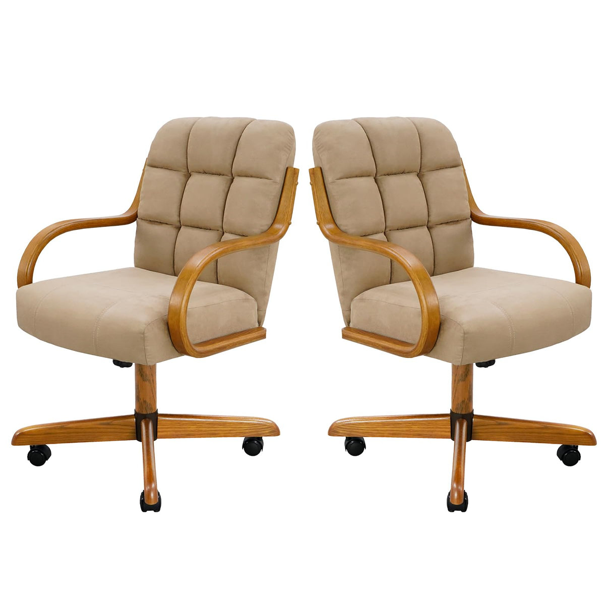 D9520 6pc Swivel Tilt Kitchen Dining Chair - Taupe-Chestnut