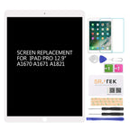 for iPad Pro 12.9 2nd A1670 A1671 A1821 Screen Replacement LCD Display Touch Screen Digitizer + IC Connector PCB Flex Cable Assembly (2017) (White)