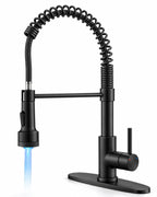OWOFAN Touchless Pull Down Kitchen Faucet LED Light Brushed Nickel