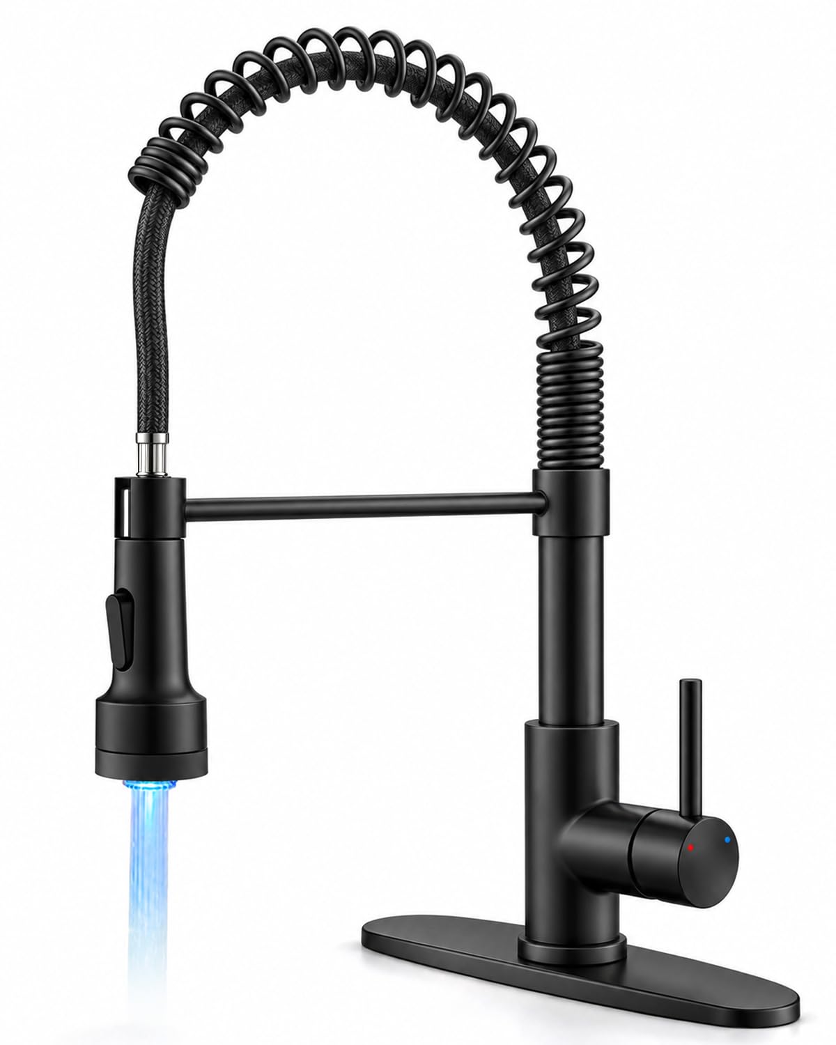 OWOFAN Touchless Pull Down Kitchen Faucet LED Light Brushed Nickel