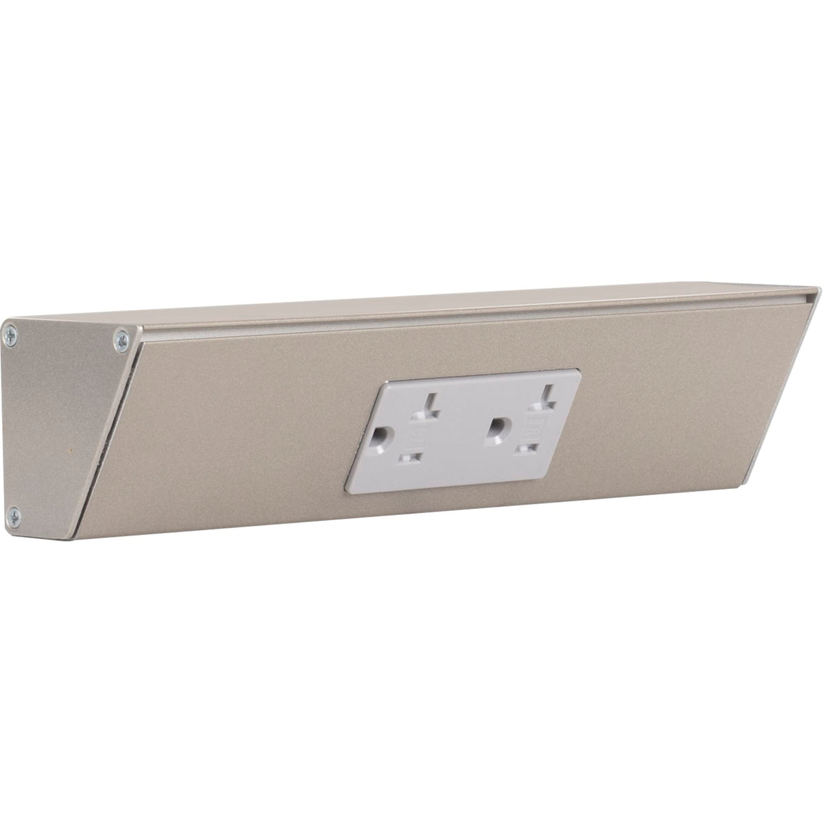 Task Lighting TR Series Angle Power Strip, 18 inch, 2 Dual Receptacles, Satin Nickel